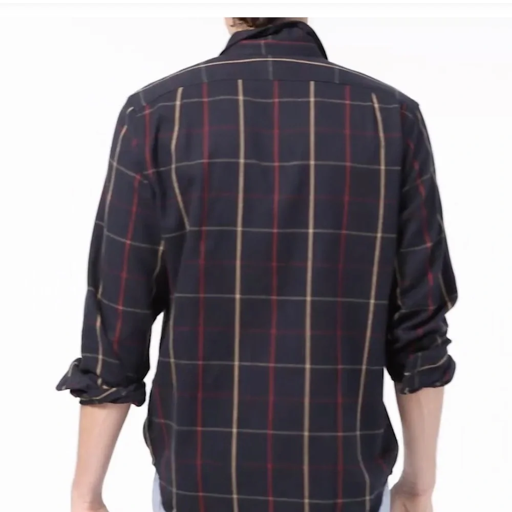 J. Crew • Men’s Navy Red Plaid Midweight Workshirt Flannel Button-Up Shirt